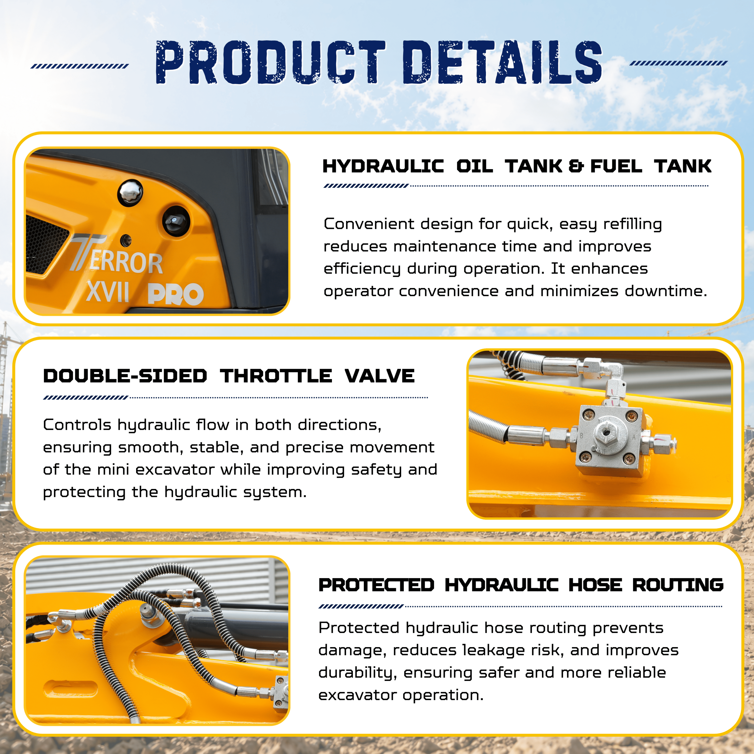 Top Compact & Mini Excavator Diggers- TYPHON Machinery TYPHON TERROR XVII PRO Prestige Edition Mini Excavator 4000LB Kubota D902 Diesel, Enclosed Cab with AC/Heat, Hydraulic Thumb - Image 6