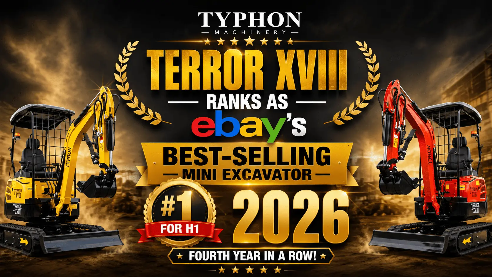 TYPHON TERROR XVIII Ranks as eBay's Best-Selling Mini Excavator for H1 2026, Extending Dominance For Fourth Year
