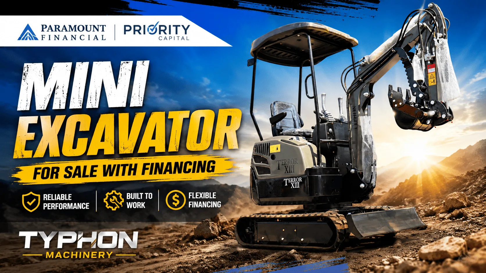Top Compact & Mini Excavator Diggers- TYPHON Machinery Mini Excavator for Sale with Financing