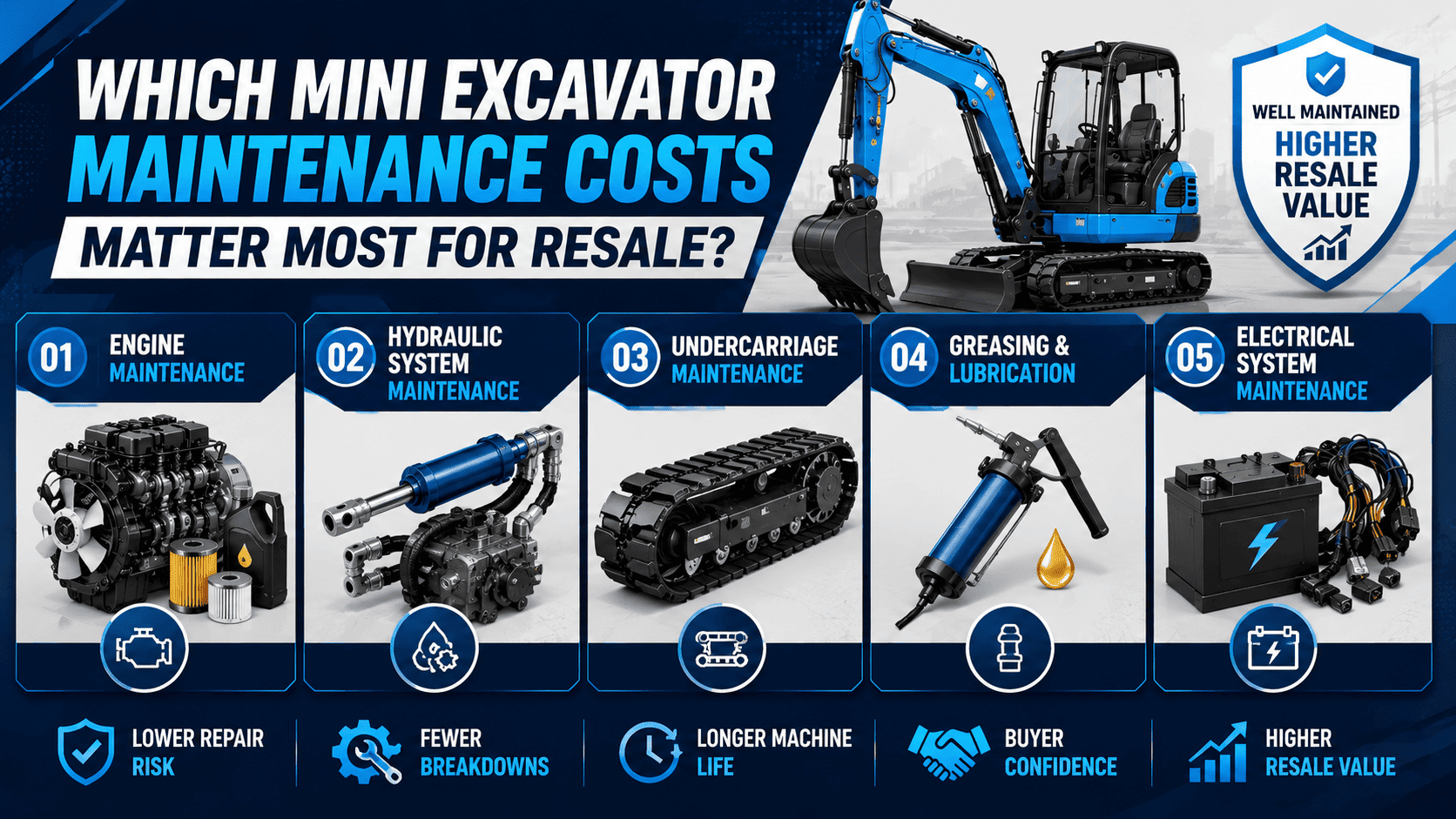 Top Compact & Mini Excavator Diggers- TYPHON Machinery Which Mini Excavator Maintenance Costs Matter Most for Resale