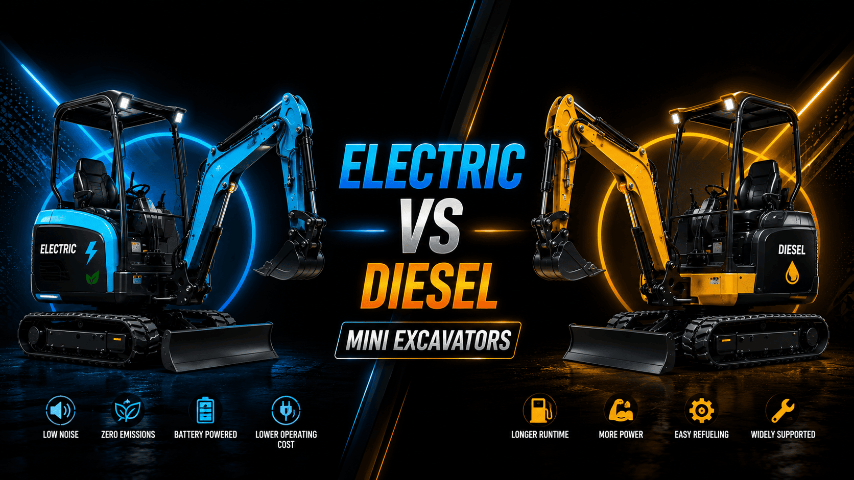 Electric vs Diesel Mini Excavators