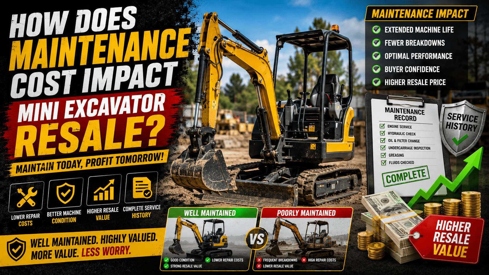 How Does Maintenance Cost Impact Mini Excavator Resale