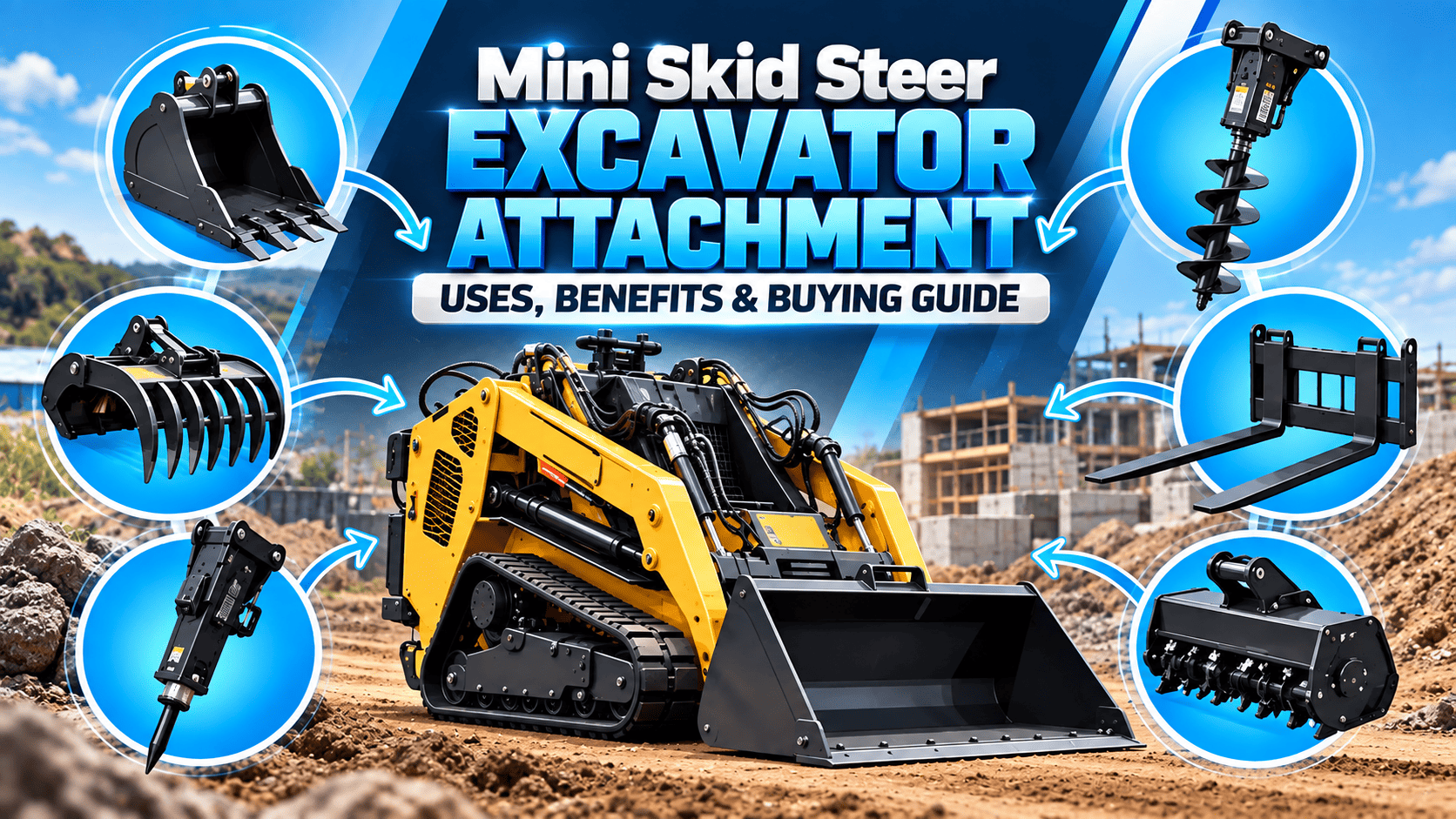 Top Compact & Mini Excavator Diggers- TYPHON Machinery Mini Skid Steer Excavator Attachment