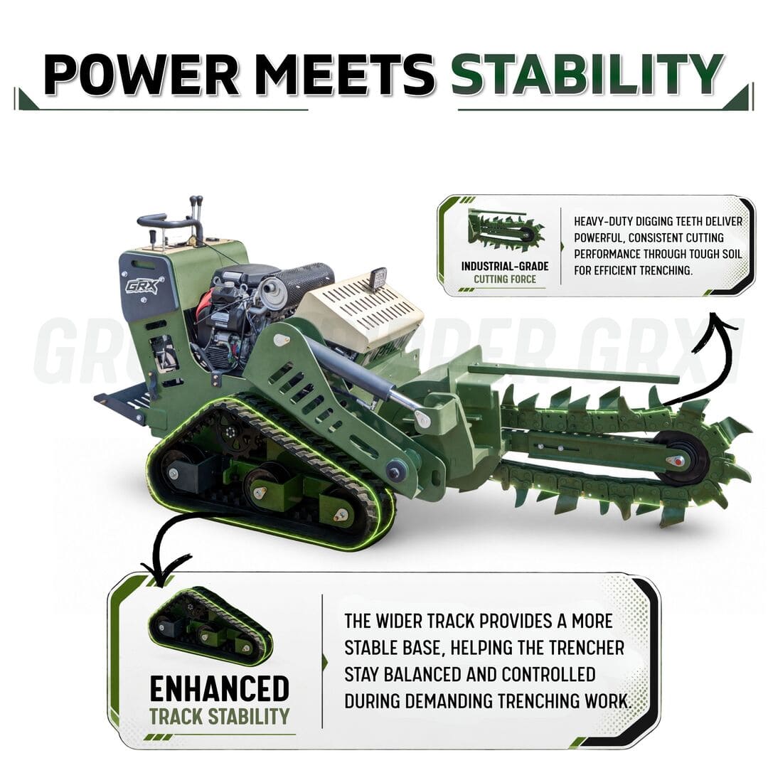 Top Compact & Mini Excavator Diggers- TYPHON Machinery TYPHON GroundRipper GRX1 Compact Track Trencher Konstructz Series w/ Honda GX690 22.1HP Engine - Image 10