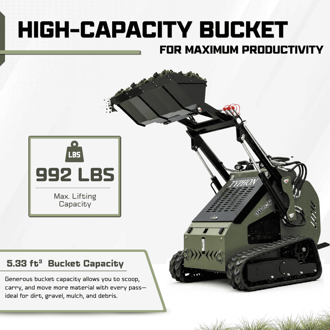 Top Compact & Mini Excavator Diggers- TYPHON Machinery TYPHON STOMP 502 PRO Mini Skid Steer Loader - 22.1HP Honda GX690 V-Twin, Air-Cooled, 3-pump, 3-valve - Image 4