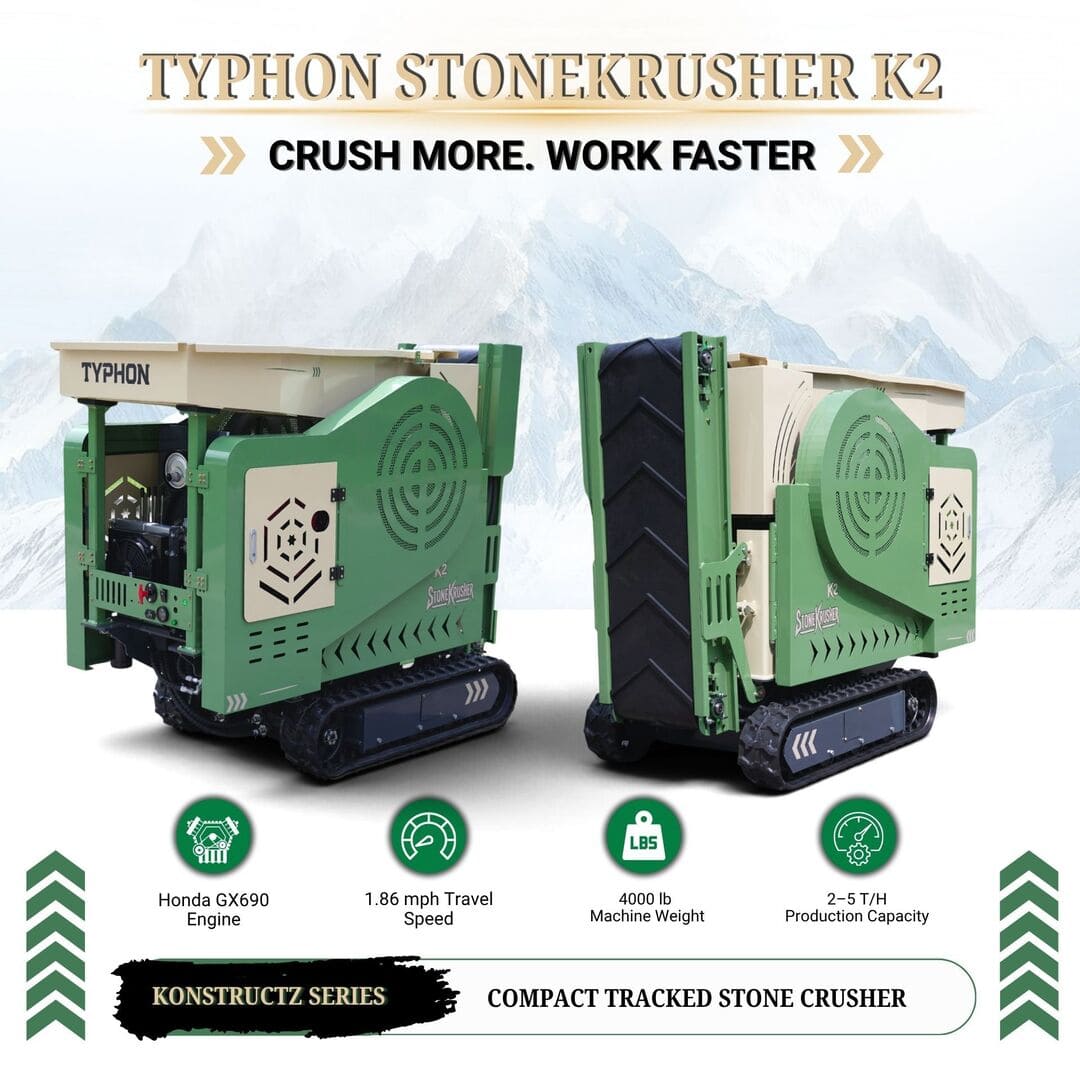 Top Compact & Mini Excavator Diggers- TYPHON Machinery TYPHON STONEKRUSHER K2 Konstructz Series Tracked Jaw Crusher 22.1 HP Honda GX690 Heavy-Duty Rock & Concrete - Image 3