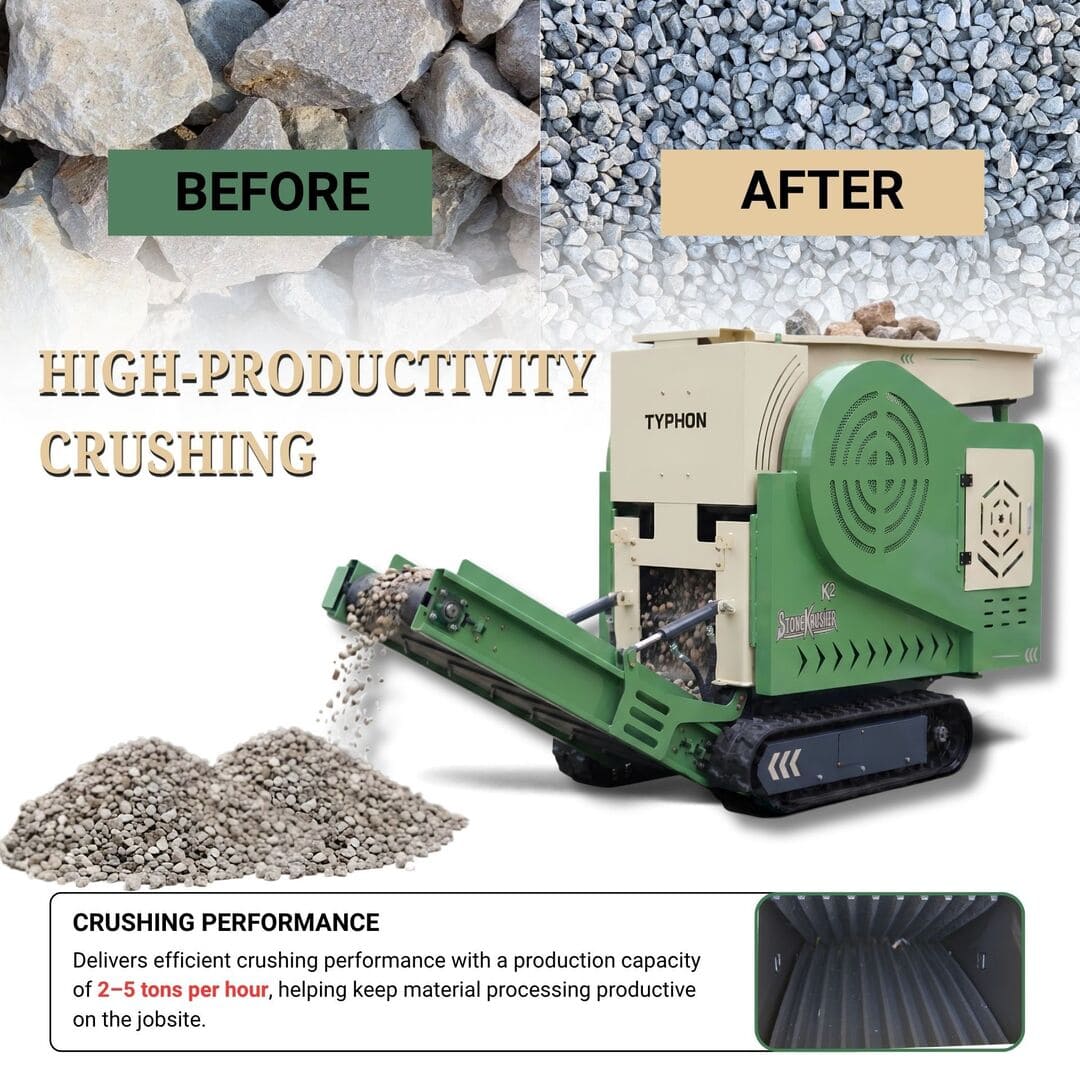 Top Compact & Mini Excavator Diggers- TYPHON Machinery TYPHON STONEKRUSHER K2 Konstructz Series Tracked Jaw Crusher 22.1 HP Honda GX690 Heavy-Duty Rock & Concrete - Image 10