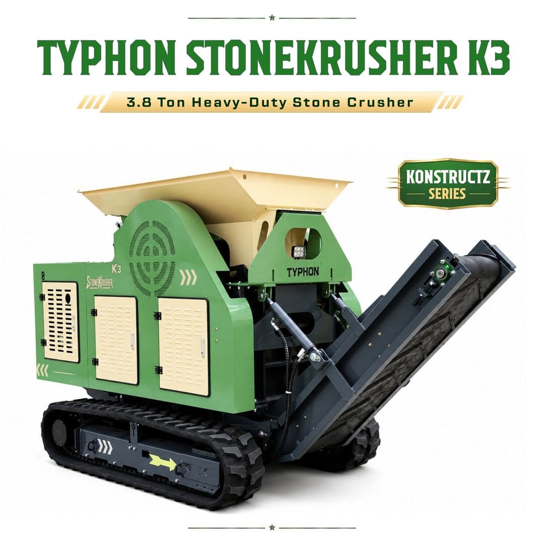 Top Compact & Mini Excavator Diggers- TYPHON Machinery TYPHON STONEKRUSHER K3 Tracked Jaw Crusher – 24.8 HP Kubota D1105, 5–10 TPH, Self-Propelled Mobile Rock Crusher - Image 9