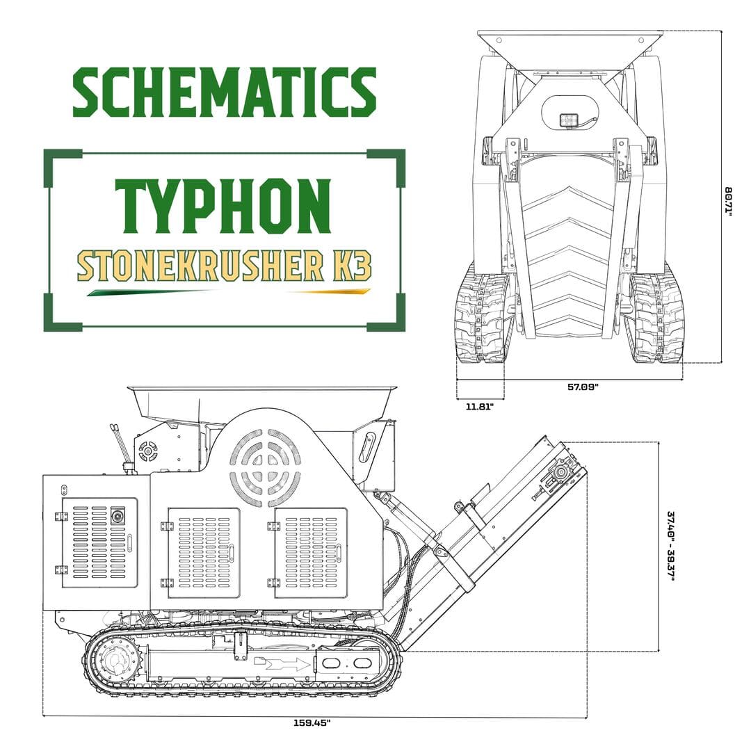 Top Compact & Mini Excavator Diggers- TYPHON Machinery TYPHON STONEKRUSHER K3 Tracked Jaw Crusher – 24.8 HP Kubota D1105, 5–10 TPH, Self-Propelled Mobile Rock Crusher - Image 2