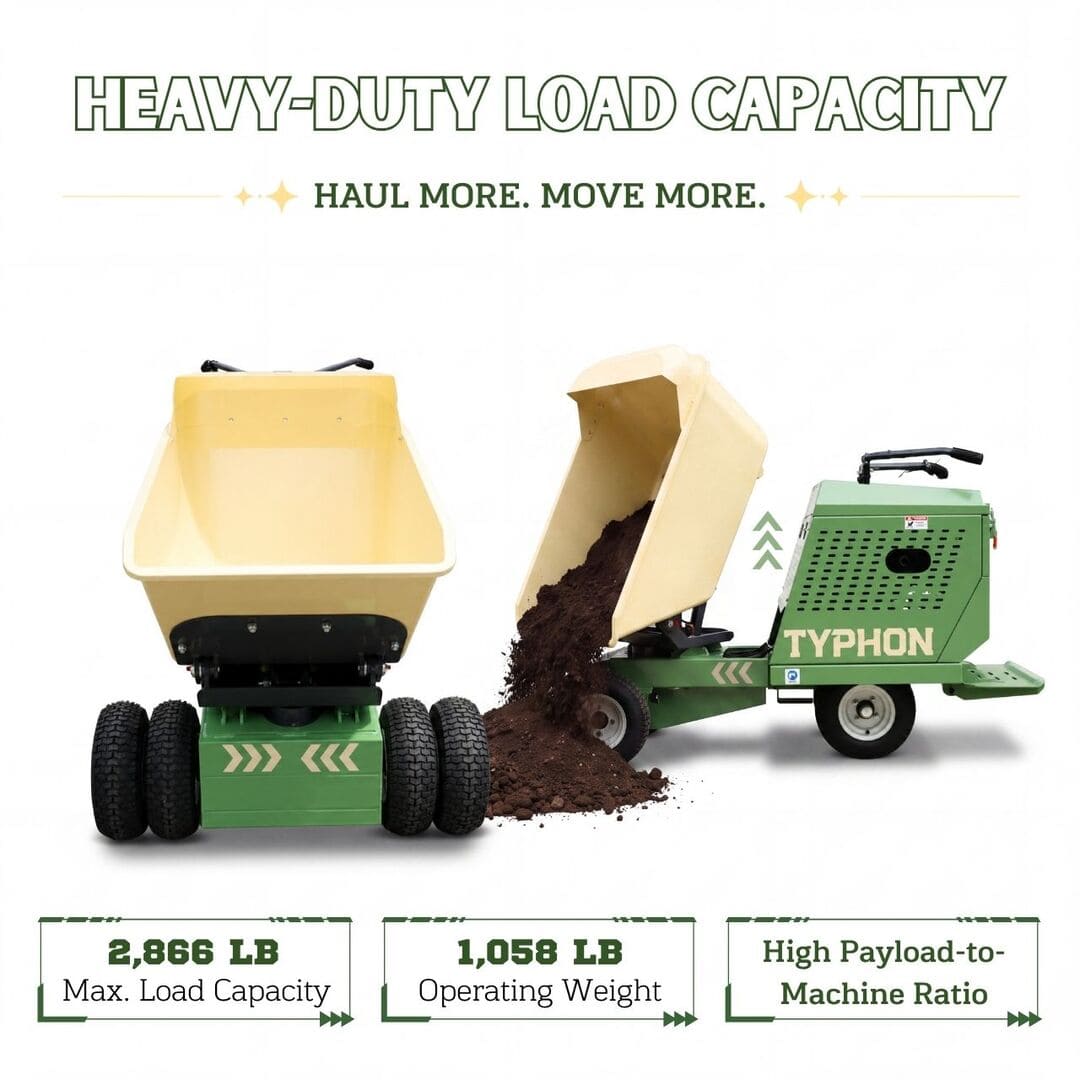 Top Compact & Mini Excavator Diggers- TYPHON Machinery TYPHON THUNDERDUMP 180 Wheeled Dumper Konstructz Series Honda GX390 11 HP 2,866 lb Capacity - Image 5