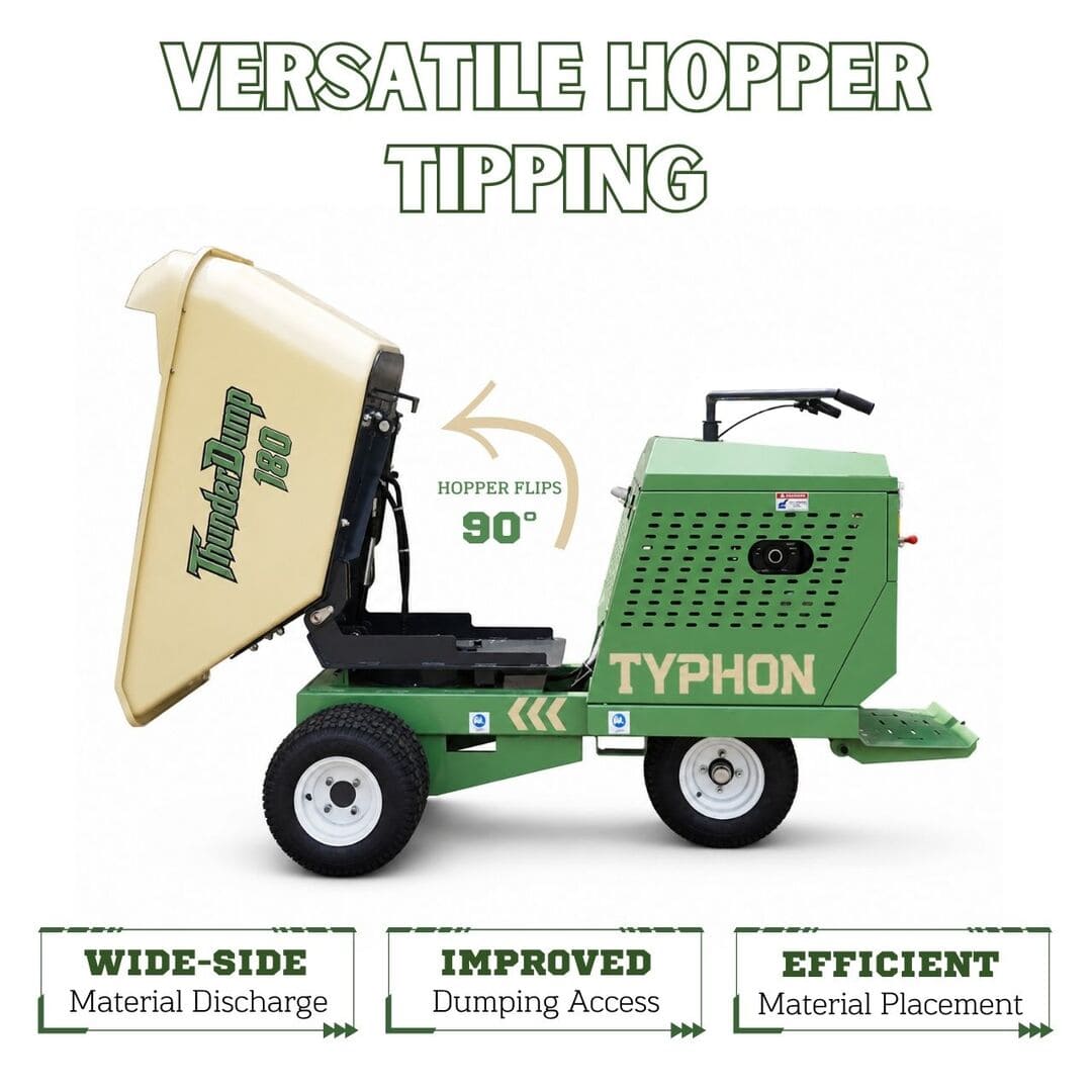 Top Compact & Mini Excavator Diggers- TYPHON Machinery TYPHON THUNDERDUMP 180 Wheeled Dumper Konstructz Series Honda GX390 11 HP 2,866 lb Capacity - Image 4