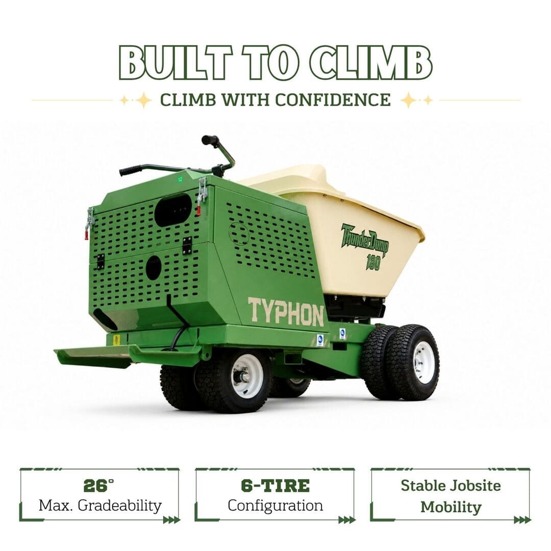 Top Compact & Mini Excavator Diggers- TYPHON Machinery TYPHON THUNDERDUMP 180 Wheeled Dumper Konstructz Series Honda GX390 11 HP 2,866 lb Capacity - Image 11