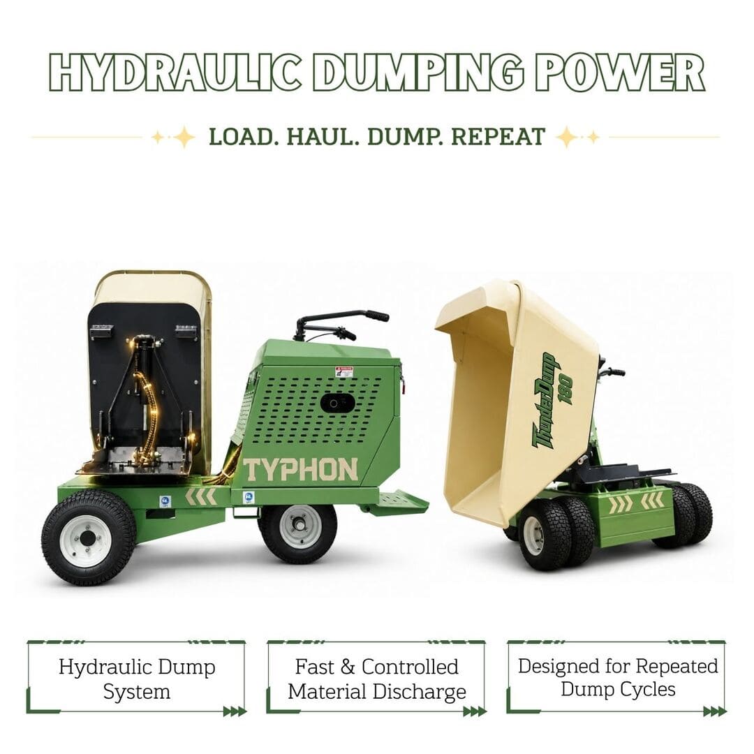 Top Compact & Mini Excavator Diggers- TYPHON Machinery TYPHON THUNDERDUMP 180 Wheeled Dumper Konstructz Series Honda GX390 11 HP 2,866 lb Capacity - Image 10