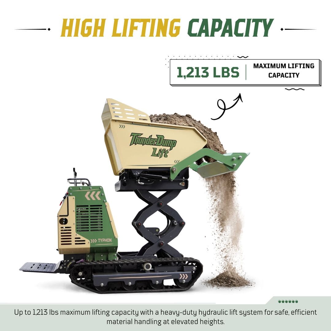 Top Compact & Mini Excavator Diggers- TYPHON Machinery TYPHON ThunderDump Lift KONSTRUCTZ Series Tracked Dumper, 2,205 lb Load Capacity Honda GX390 11HP Gas Engine, - Image 7