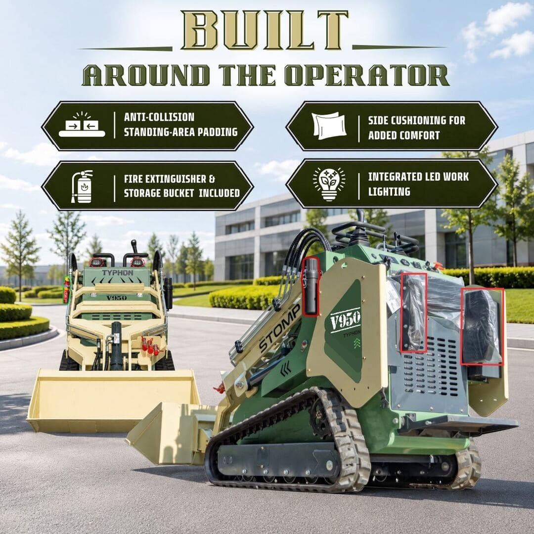 Top Compact & Mini Excavator Diggers- TYPHON Machinery Typhon Stomp V950 Mini Skid Steer Track Loader - Konstructz Series 1.5 Ton 25HP Kubota D1105 Engine - Image 33