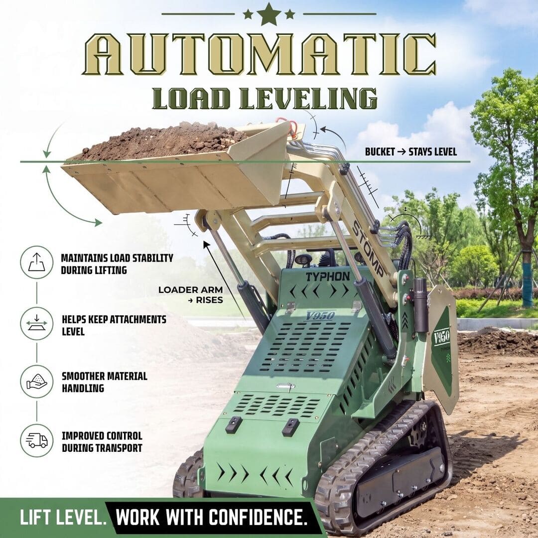 Top Compact & Mini Excavator Diggers- TYPHON Machinery Typhon Stomp V950 Mini Skid Steer Track Loader - Konstructz Series 1.5 Ton 25HP Kubota D1105 Engine - Image 26