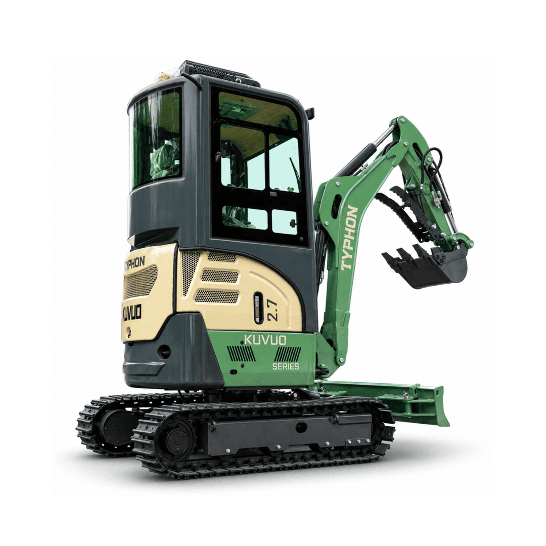 Top Compact & Mini Excavator Diggers- TYPHON Machinery TYPHON KUVUO 2.7 Mini Excavator Konstructz Series, 2.7 Ton with Kubota D1105 Engine, Enclosed Cab with A/C & Heater, Retractable Metal Tracks, Full Pilot Controls & 2-Speed Travel - Image 10