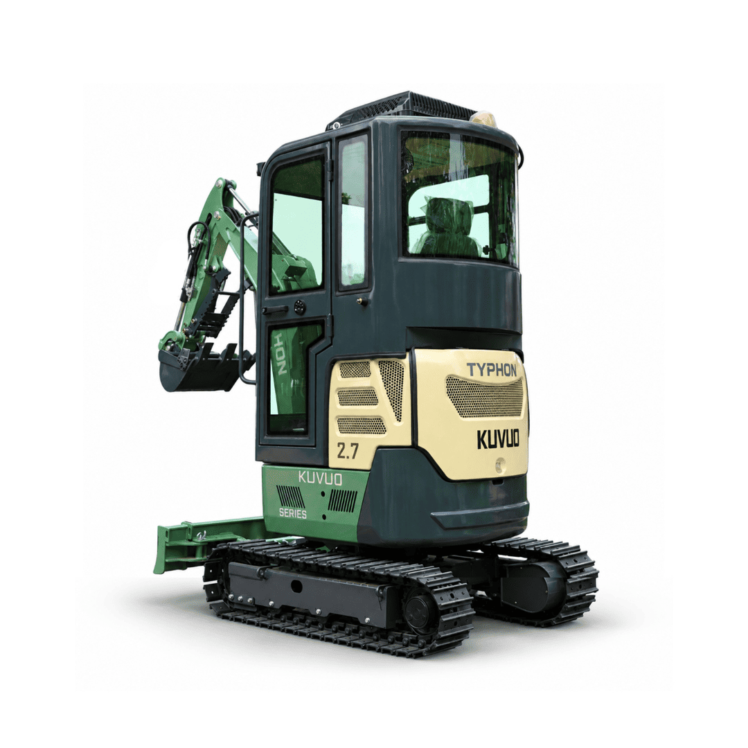 Top Compact & Mini Excavator Diggers- TYPHON Machinery TYPHON KUVUO 2.7 Mini Excavator Konstructz Series, 2.7 Ton with Kubota D1105 Engine, Enclosed Cab with A/C & Heater, Retractable Metal Tracks, Full Pilot Controls & 2-Speed Travel - Image 14
