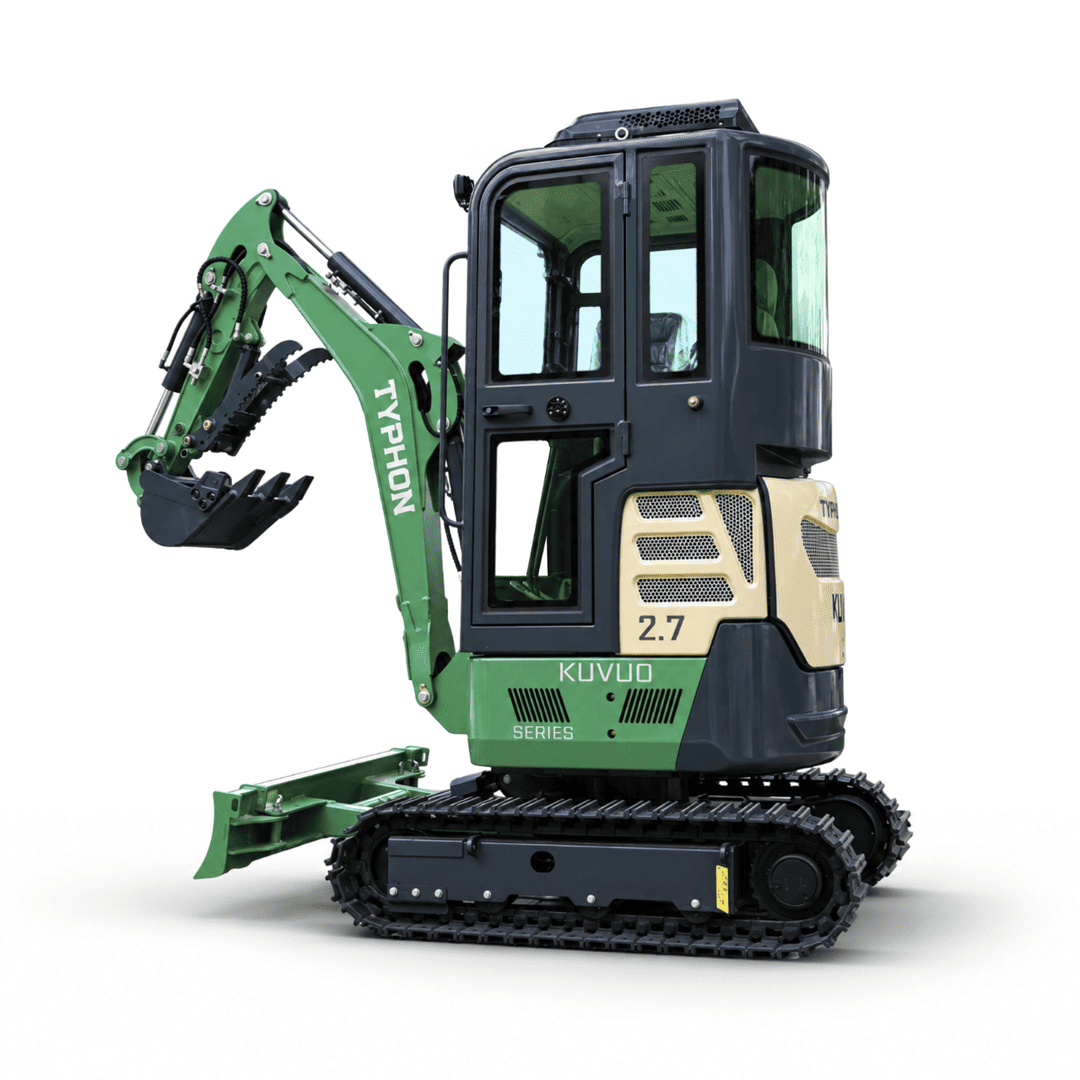 Top Compact & Mini Excavator Diggers- TYPHON Machinery TYPHON KUVUO 2.7 Mini Excavator Konstructz Series, 2.7 Ton with Kubota D1105 Engine, Enclosed Cab with A/C & Heater, Retractable Metal Tracks, Full Pilot Controls & 2-Speed Travel - Image 11