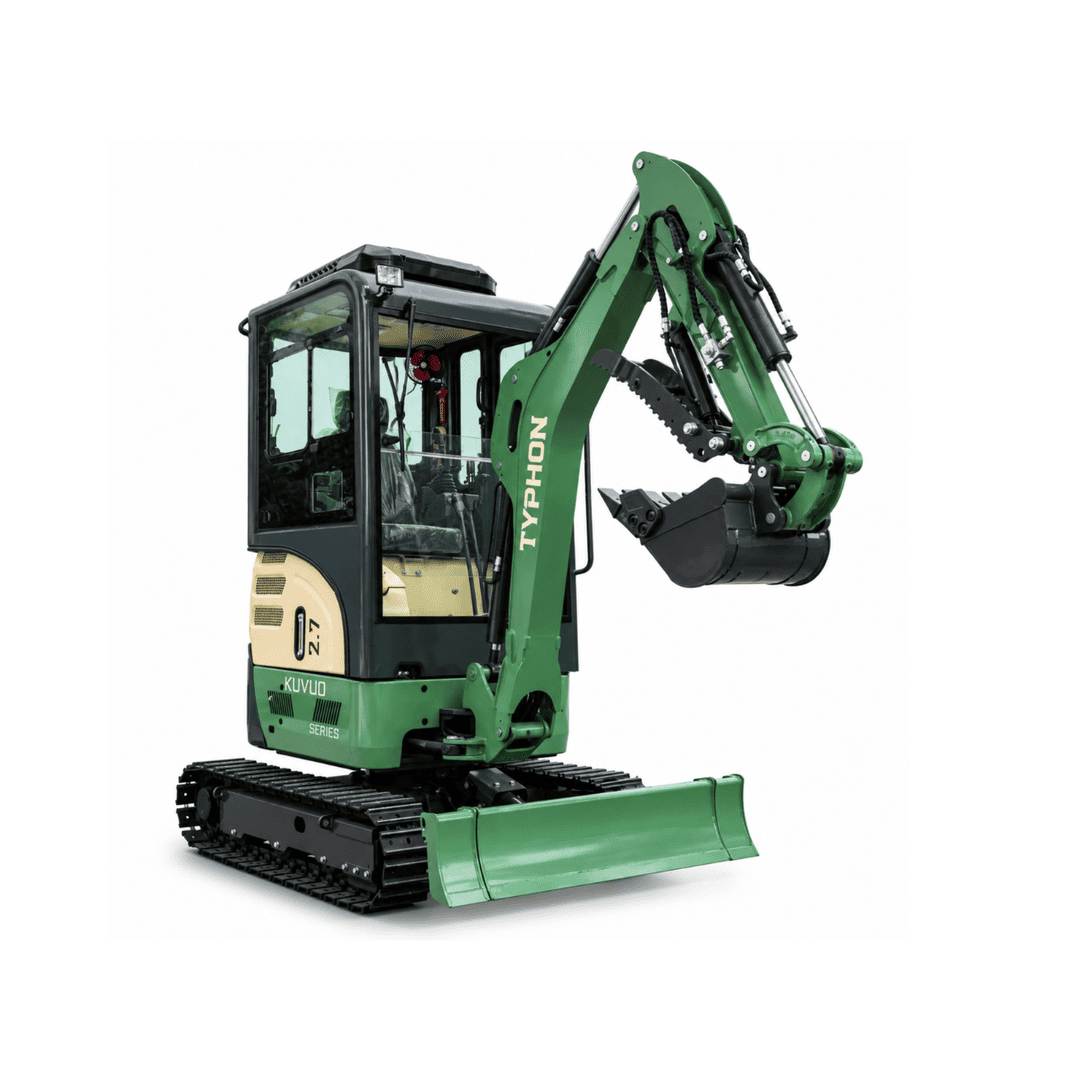 Top Compact & Mini Excavator Diggers- TYPHON Machinery TYPHON KUVUO 2.7 Mini Excavator Konstructz Series, 2.7 Ton with Kubota D1105 Engine, Enclosed Cab with A/C & Heater, Retractable Metal Tracks, Full Pilot Controls & 2-Speed Travel - Image 12