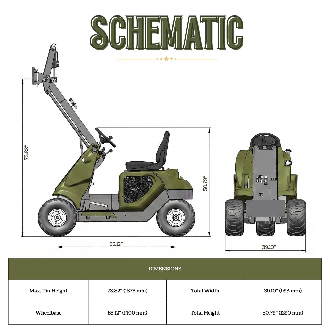 Top Compact & Mini Excavator Diggers- TYPHON Machinery New TYPHON MZVT Compact Tri-Wheel Loader with 22.1 HP EPA-Certified Honda GX690 V-Twin Gas Engine, 360° Steering & 772 lb Load Capacity - Image 4