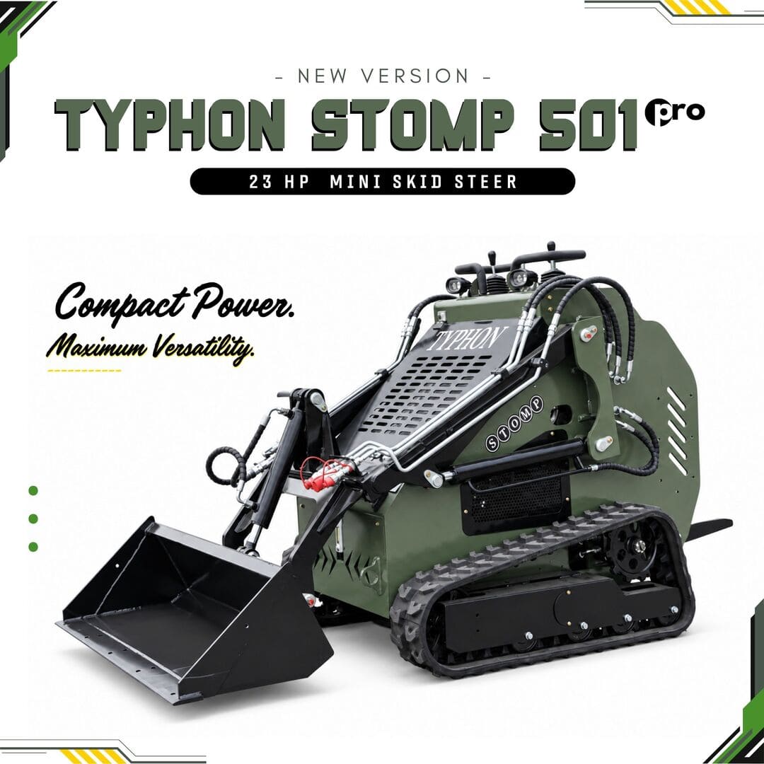 Top Compact & Mini Excavator Diggers- TYPHON Machinery TYPHON STOMP 501 PRO 1962 lb Skid Steer Loader with B&S 23 HP V-Twin Gas Engine, 3 Pump 3 Valve Hydraulics & Triangle Rubber Tracks - Image 5