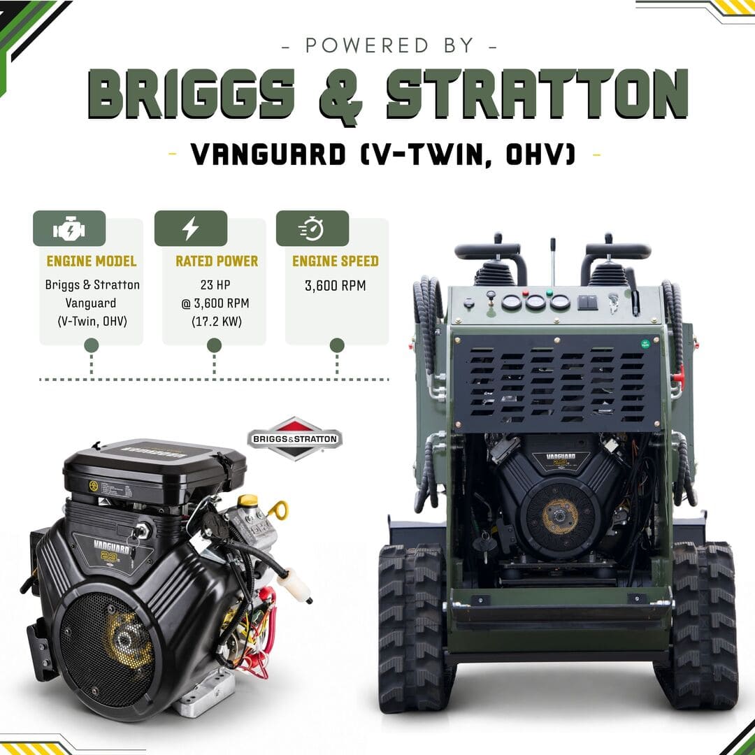 Top Compact & Mini Excavator Diggers- TYPHON Machinery TYPHON STOMP 501 PRO 1962 lb Skid Steer Loader with B&S 23 HP V-Twin Gas Engine, 3 Pump 3 Valve Hydraulics & Triangle Rubber Tracks - Image 3