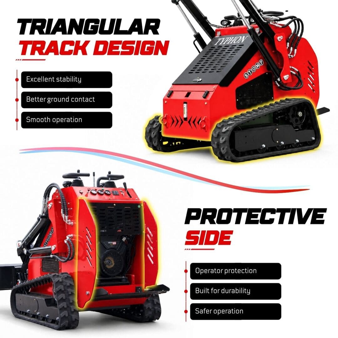 Top Compact & Mini Excavator Diggers- TYPHON Machinery TYPHON STOMP 501 PRO Compact Skid Steer Loader with 23 HP at 3600 RPM Briggs & Stratton EPA-Certified Engine & 992 lb Maximum Lifting Force - Image 5