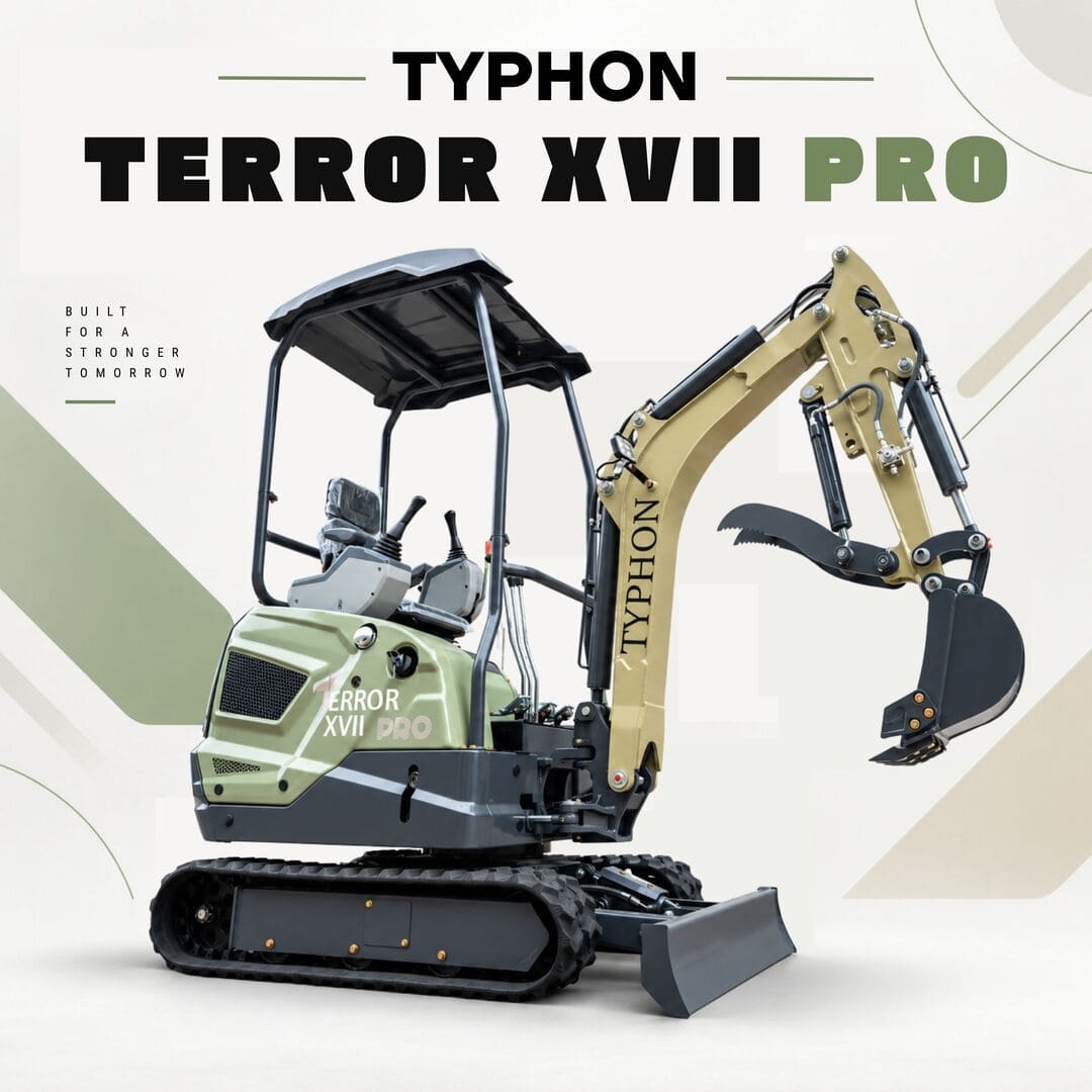 Top Compact & Mini Excavator Diggers- TYPHON Machinery TYPHON TERROR XVII PRO 3800 lb Mini Excavator, EPA Certified Kubota D902 Diesel Power with Integrated Hydraulic Oil Cooler & Swing Boom - Image 3