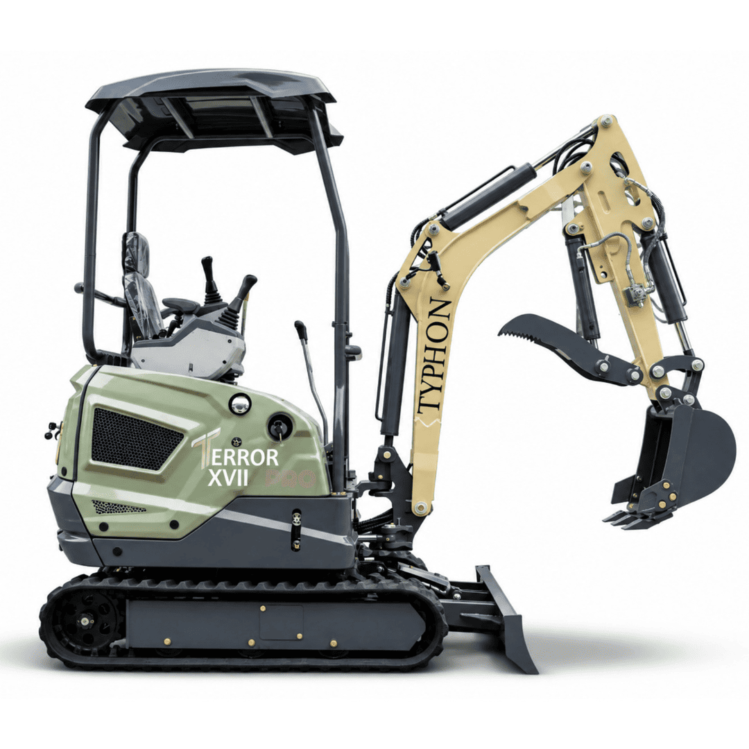 Top Compact & Mini Excavator Diggers- TYPHON Machinery TYPHON TERROR XVII PRO 3800 lb Mini Excavator, EPA Certified Kubota D902 Diesel Power with Integrated Hydraulic Oil Cooler & Swing Boom - Image 8
