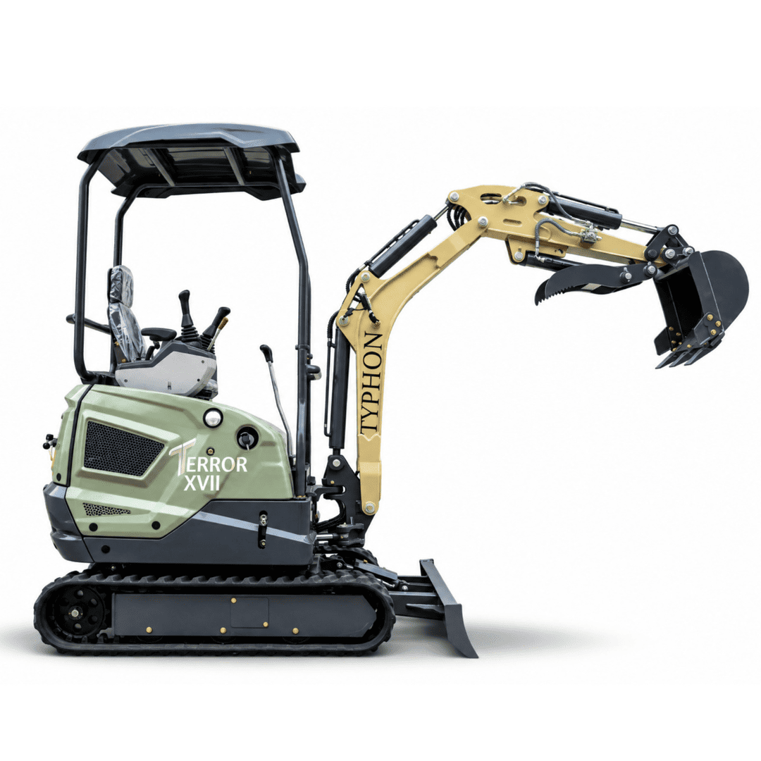 Top Compact & Mini Excavator Diggers- TYPHON Machinery TYPHON TERROR XVII PRO 3800 lb Mini Excavator, EPA Certified Kubota D902 Diesel Power with Integrated Hydraulic Oil Cooler & Swing Boom - Image 9