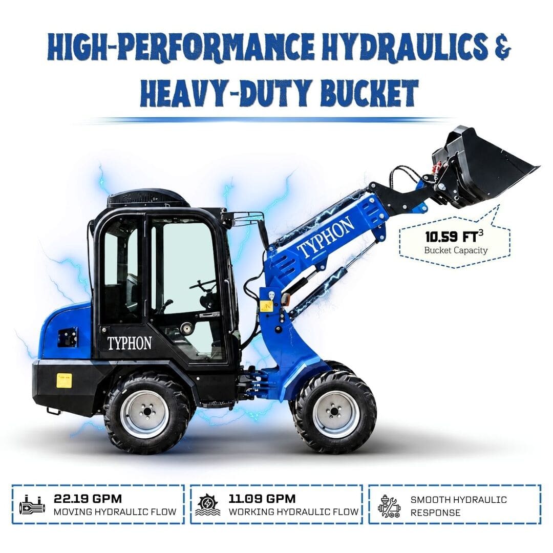 Top Compact & Mini Excavator Diggers- TYPHON Machinery TYPHON Telescopic SKOOP Wheel Loader Cabin Version Kubota D1105 Diesel Engine 1 Ton Max Load Capacity AC & Heater Cabin - Image 3