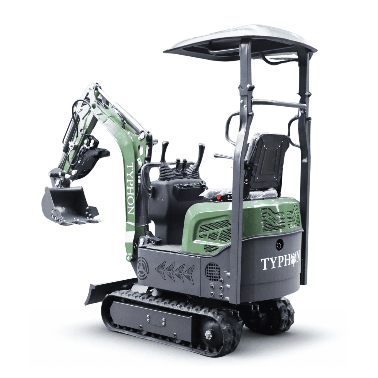 Top Compact & Mini Excavator Diggers- TYPHON Machinery TYPHON TERROR XI 1.1 Ton Mini Excavator, Briggs & Stratton USA Engine with Hydraulic Oil Cooler, Swing Boom & Double-Sided Throttle Valve - Image 12
