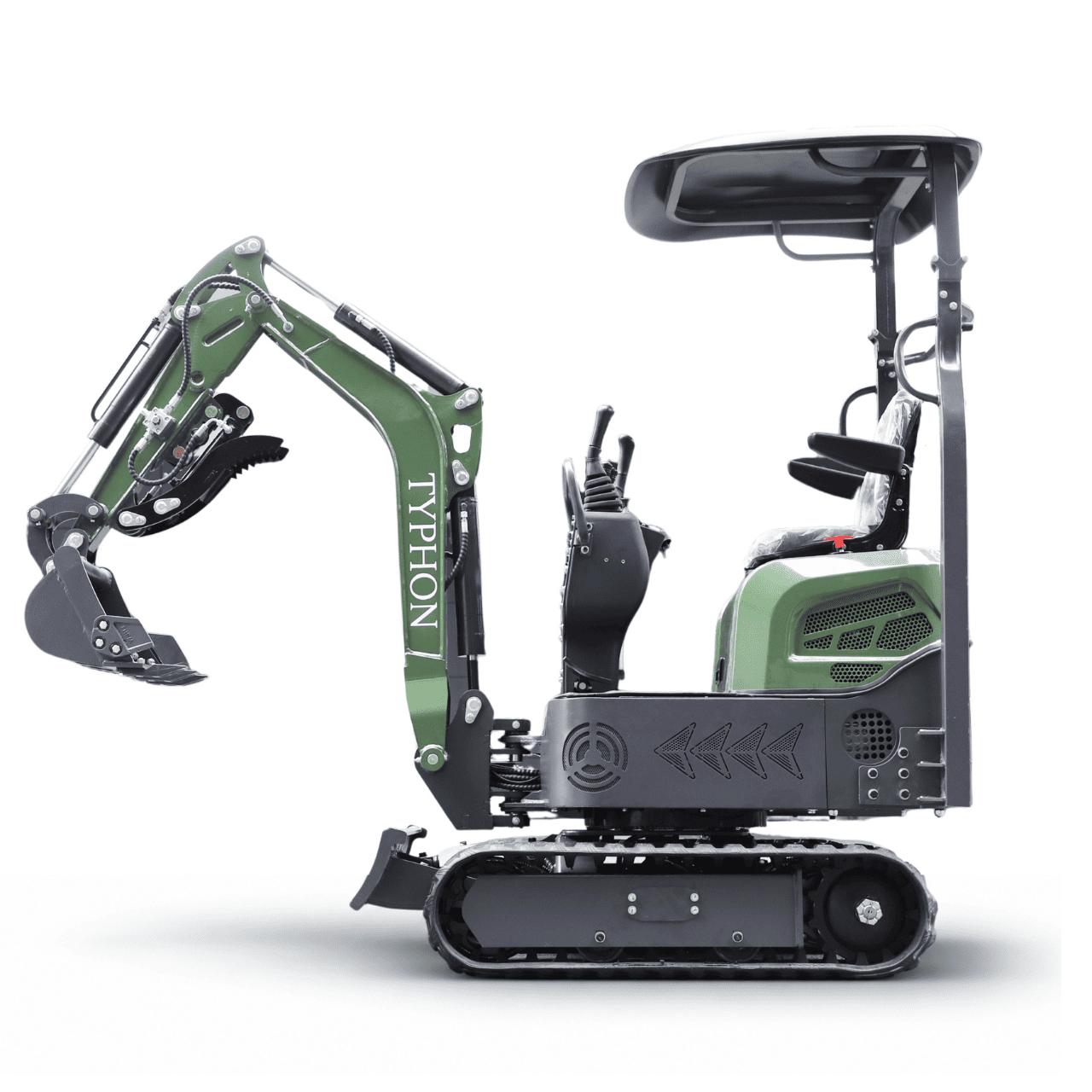 Top Compact & Mini Excavator Diggers- TYPHON Machinery TYPHON TERROR XI 1.1 Ton Mini Excavator, Briggs & Stratton USA Engine with Hydraulic Oil Cooler, Swing Boom & Double-Sided Throttle Valve - Image 13