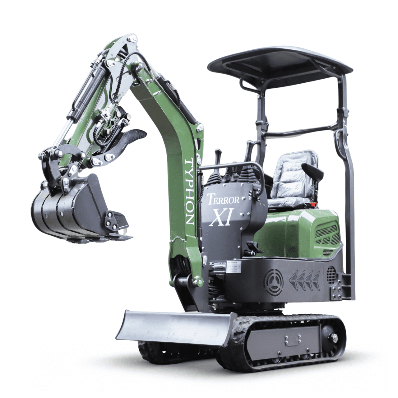Top Compact & Mini Excavator Diggers- TYPHON Machinery TYPHON TERROR XI 1.1 Ton Mini Excavator, Briggs & Stratton USA Engine with Hydraulic Oil Cooler, Swing Boom & Double-Sided Throttle Valve - Image 14